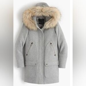 J. Crew Nello Gori Stadium Coat with Faux Fur Hood